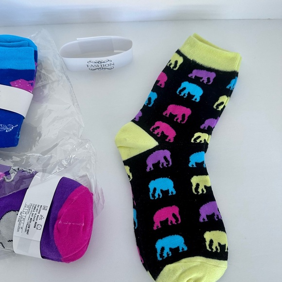 Fashion Women’s mid tube cotton whimsical cartoon elephant socks shoe size (5-8) - Picture 3 of 7